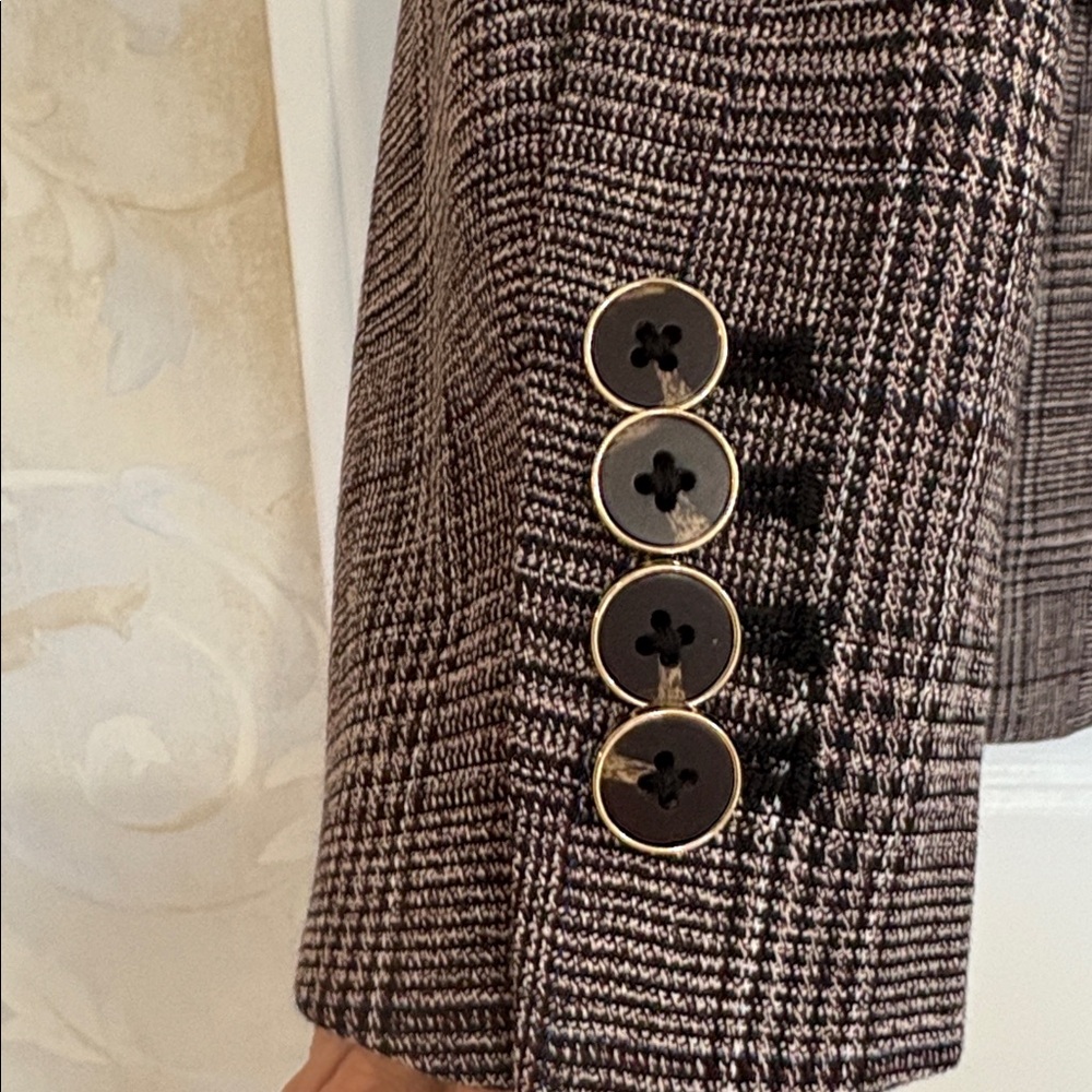 Ann Taylor Brown Plaid One Button Blazer - Picture 6 of 11